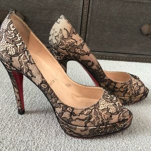 Christian Louboutin Nude Lace Heels - Size 39